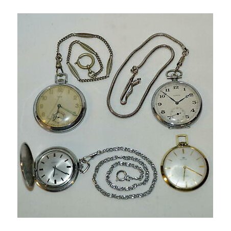 LOTTO 4pz ANTICO OROLOGIO TASCA Lanco Oris Lebois Berios epoca OLD POCKET WATCH