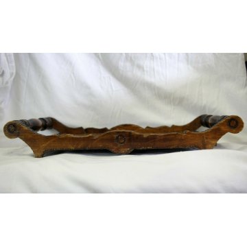 ANTICO VASSOIO PLATEAU TRAY LEGNO INTAGLIATO DIPINTO NORMANDIA Mt. St. Michel  