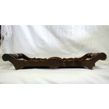 ANTICO VASSOIO PLATEAU TRAY LEGNO INTAGLIATO DIPINTO NORMANDIA Mt. St. Michel  