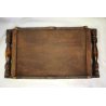 ANTICO VASSOIO PLATEAU TRAY LEGNO INTAGLIATO DIPINTO NORMANDIA Mt. St. Michel  