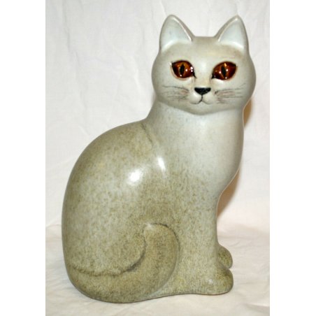 SCULTURA GATTO Lisa Larson Cat Grey GUSTAVBERGER STUDIO HAND Sweden 1975 CAT h21