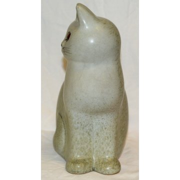 SCULTURA GATTO Lisa Larson Cat Grey GUSTAVBERGER STUDIO HAND Sweden 1975 CAT h21