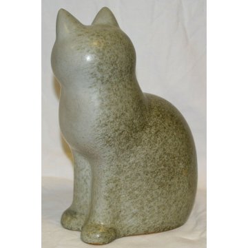 SCULTURA GATTO Lisa Larson Cat Grey GUSTAVBERGER STUDIO HAND Sweden 1975 CAT h21