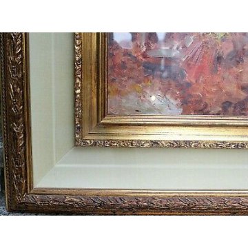 ANTICO QUADRO DIPINTO OLIO TELA A. Pecoraro COMPOSIZIONE AGRESTE FANCIULLE FIORI