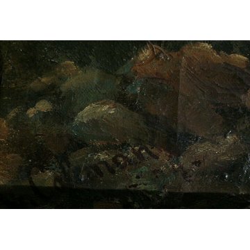 ANTICO GRANDE QUADRO OLIO TELA C.Coleman PAESAGGIO MONTANO MUCCHE PASCOLO BAITE 