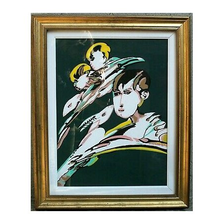 QUADRO "PASTORALE" Remo Brindisi TEMPERA TELA DIPINTO ASTRATTO MULTIPLO NUMERATO