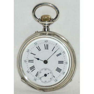 ANTICO OROLOGIO TASCA Cylindre 43 mm. ARGENTO epoca 900 OLD SILVER POCKET WATCH