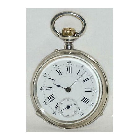 ANTICO OROLOGIO TASCA Cylindre 43 mm. ARGENTO epoca 900 OLD SILVER POCKET WATCH