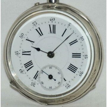 ANTICO OROLOGIO TASCA Cylindre 43 mm. ARGENTO epoca 900 OLD SILVER POCKET WATCH