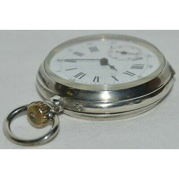 ANTICO OROLOGIO TASCA Cylindre 43 mm. ARGENTO epoca 900 OLD SILVER POCKET WATCH