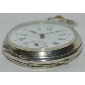 ANTICO OROLOGIO TASCA Cylindre 43 mm. ARGENTO epoca 900 OLD SILVER POCKET WATCH