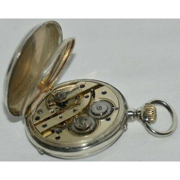 ANTICO OROLOGIO TASCA Cylindre 43 mm. ARGENTO epoca 900 OLD SILVER POCKET WATCH