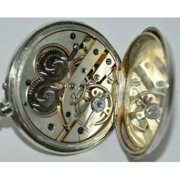 ANTICO OROLOGIO TASCA Cylindre 43 mm. ARGENTO epoca 900 OLD SILVER POCKET WATCH