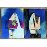 COPPIA LITOGRAFIA Max Kuatty COLORI FIRMATA RITRATTO ASTRATTO ARTE INFORMALE 900