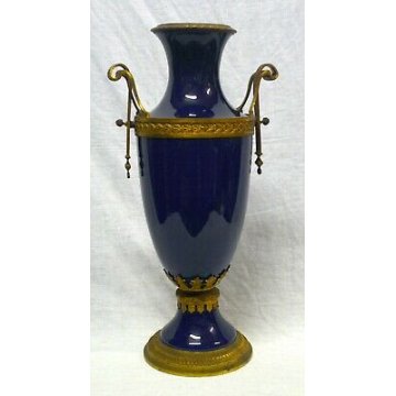 ENORME RARISSIMO VASO S.C.I. LAVENO BLU SEVRES BRONZO LIBERTY SPERTINI ANDLOVITZ