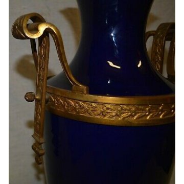 ENORME RARISSIMO VASO S.C.I. LAVENO BLU SEVRES BRONZO LIBERTY SPERTINI ANDLOVITZ