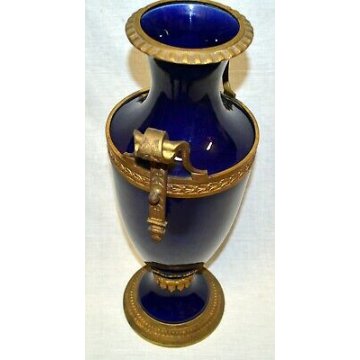 ENORME RARISSIMO VASO S.C.I. LAVENO BLU SEVRES BRONZO LIBERTY SPERTINI ANDLOVITZ