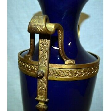 ENORME RARISSIMO VASO S.C.I. LAVENO BLU SEVRES BRONZO LIBERTY SPERTINI ANDLOVITZ