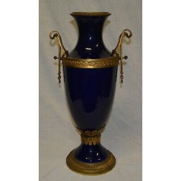 ENORME RARISSIMO VASO S.C.I. LAVENO BLU SEVRES BRONZO LIBERTY SPERTINI ANDLOVITZ