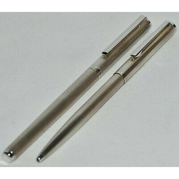 PARURE PENNA Stilografica & Sfera ARGENTO 925 NEW FOUNTAIN PEN + BALLPOINT PEN