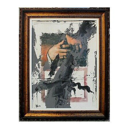  QUADRO Max Kuatty ASTRATTO TECNICA MISTA COLLAGE CARTA OLIO TELA I POLARETABLI