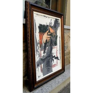  QUADRO Max Kuatty ASTRATTO TECNICA MISTA COLLAGE CARTA OLIO TELA I POLARETABLI