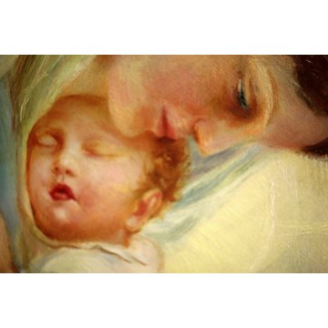 ANTICO DIPINTO G.Maldarelli OLIO TELA MADONNA GESU' BAMBINO NATIVITA' RELIGIOSO