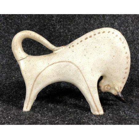 TORO FIRMATO GAMBONE ITALY DESIGN 1970 SCULTURA VOLUME CERAMICA BULL FUTURISTA 