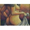 ANTICO QUADRO L. Caizzi DIPINTO OLIO TELA Belgirate 1984 NUDO DONNA FELLINIANA