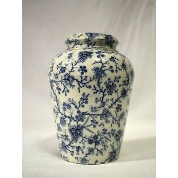 ANTICO INALATORE VASO CERAMICA ACME Hockins Inhaler BLU FLORAL DECORATIONS 1890