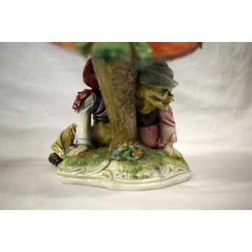 ANTICA CERAMICA Capodimonte Tiziano Galli FIGURA BIMBI INNAMORATI FUNGO ITALIA