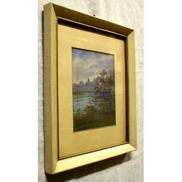 QUADRO DIPINTO OLIO BRISTOL Nicola Laurenti PAESAGGIO BRUGHIERA FIUME PRIMI '900