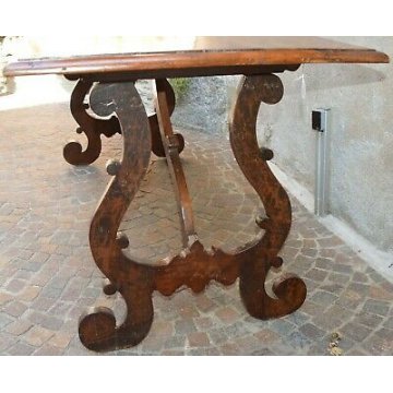 ANTICO TAVOLO FRATINO a LIRA legno NOCE EPOCA 800 cucina SALA TAVERNA OLD TABLE