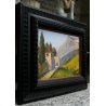 ANTICO QUADRO DIPINTO OLIO TAVOLA PAESAGGIO MONTANO BORGO A. Barbieri '800/'900