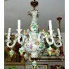 ANTICO LAMPADARIO CERAMICA Dresden DIPINTO EPOCA 800 OLD PORCELAIN CHANDELIER