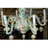 ANTICO LAMPADARIO CERAMICA Dresden DIPINTO EPOCA 800 OLD PORCELAIN CHANDELIER