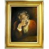 ANTICO PICCOLO QUADRO OLIO CARTONE Jkekz RITRATTO ANZIANO con BARBA ASSORTO '900