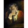 ANTICO PICCOLO QUADRO OLIO CARTONE Jkekz RITRATTO ANZIANO con BARBA ASSORTO '900