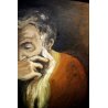 ANTICO PICCOLO QUADRO OLIO CARTONE Jkekz RITRATTO ANZIANO con BARBA ASSORTO '900