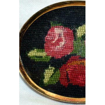 SPILLA MICRO MOSAICO MINIATURA PUNTO CROCE ROSE crosstitch CAMEO FLOREALE OVALE