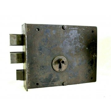 GRANDE ANTICA SERRATURA CHIAVISTELLO ferro battuto '800 PORTONE DOOR LOCK IRON