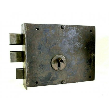 GRANDE ANTICA SERRATURA CHIAVISTELLO ferro battuto '800 PORTONE DOOR LOCK IRON