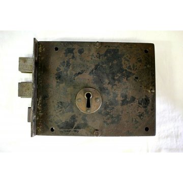 GRANDE ANTICA SERRATURA CHIAVISTELLO ferro battuto '800 PORTONE DOOR LOCK IRON