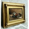 ANTICO QUADRO DIPINTO OLIO TELA FIRMATO NATURA MORTA CACCIAGIONE con UCCELLI