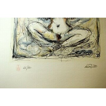  DISEGNO DIPINTO STAMPA GIANNI CASTAGNETO TORINO NUDO EROTICO DONNA 46/160 