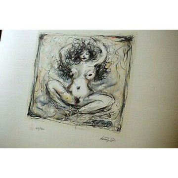  DISEGNO DIPINTO STAMPA GIANNI CASTAGNETO TORINO NUDO EROTICO DONNA 45/160 