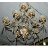 ANTICO LAMPADARIO Maria Teresa CRISTALLO Boemia 900 LEGNO ORO OLD HANGING LAMP