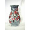VASO Turi D'ALBISSOLA CERAMICA SMALTATA FIORI GRIGIO STRIATO ROSSO NERO POTTERY