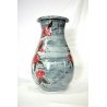 VASO Turi D'ALBISSOLA CERAMICA SMALTATA FIORI GRIGIO STRIATO ROSSO NERO POTTERY