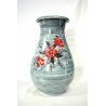 VASO Turi D'ALBISSOLA CERAMICA SMALTATA FIORI GRIGIO STRIATO ROSSO NERO POTTERY